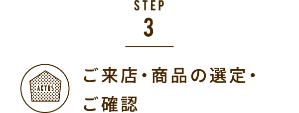 STEP3.ご来店・商品の選定・ご確認